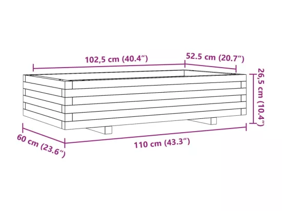 Jardinière bac lit surélevé bois marron 110 x 60 x 45438 cm 02_0037365