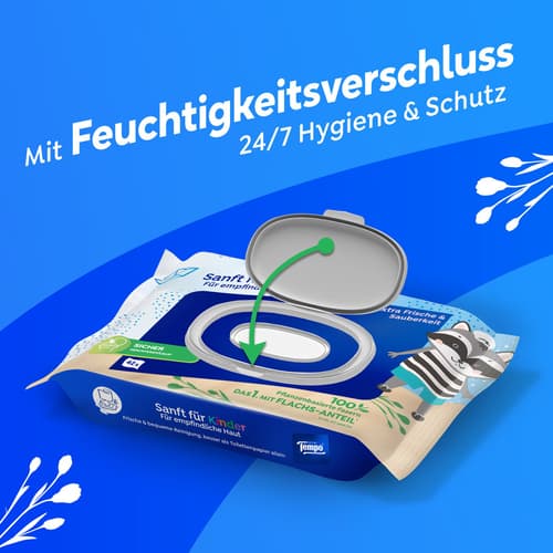 Tempo feuchte Toilettentücher sanft für Kinder