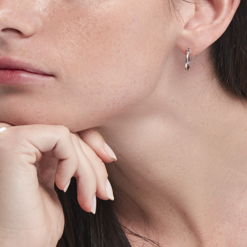 Créoles Argent Blanc Linnette Oxydes De Zirconium