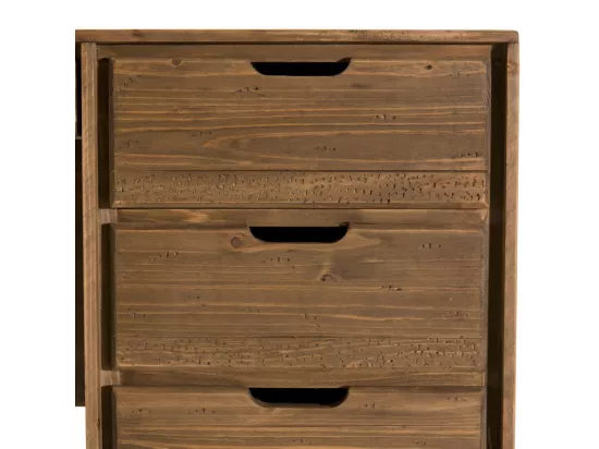 ANDREW - Bureau scandi bois marron 6 tiroirs Sapin