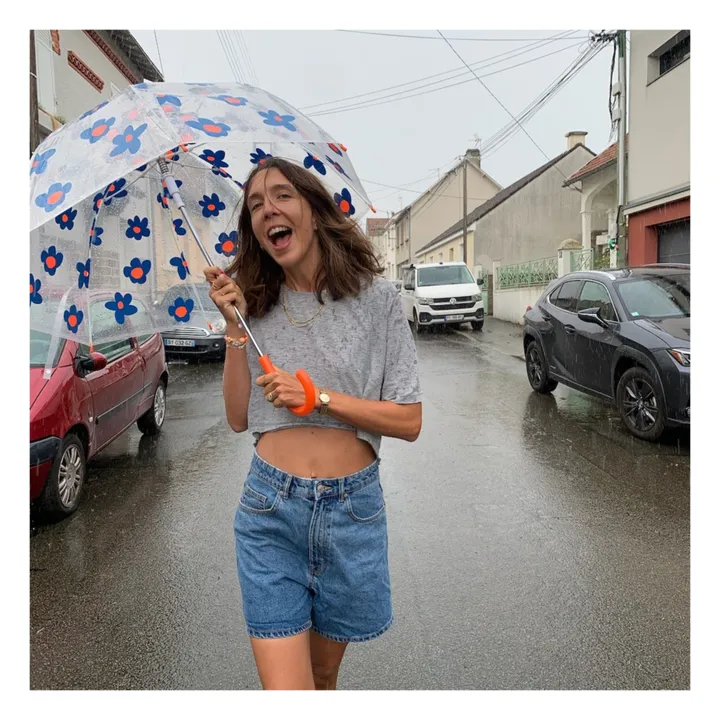 Mathilde Cabanas Parapluie Fleurs adulte | Bleu