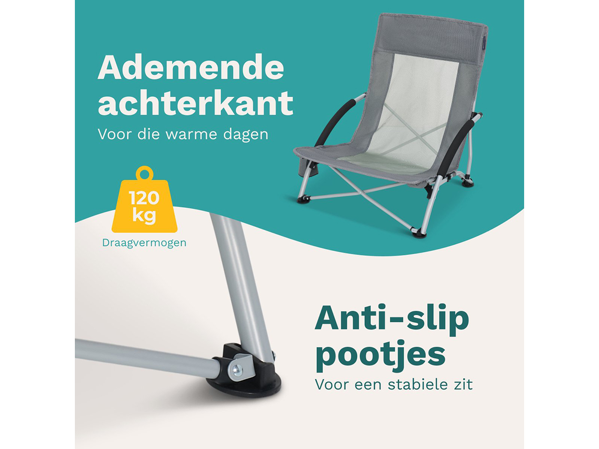 Trvlmore Beach Chair Low Grey strandstoel - Set van 2