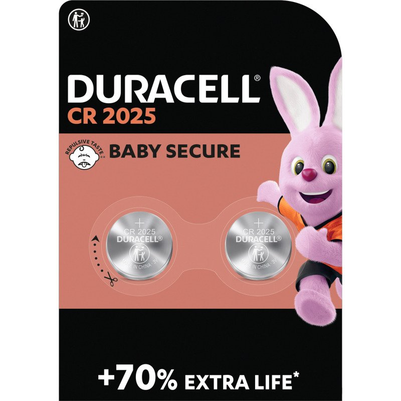 Duracell - Pack de 2 piles bouton Lithium CR2025 - 3V