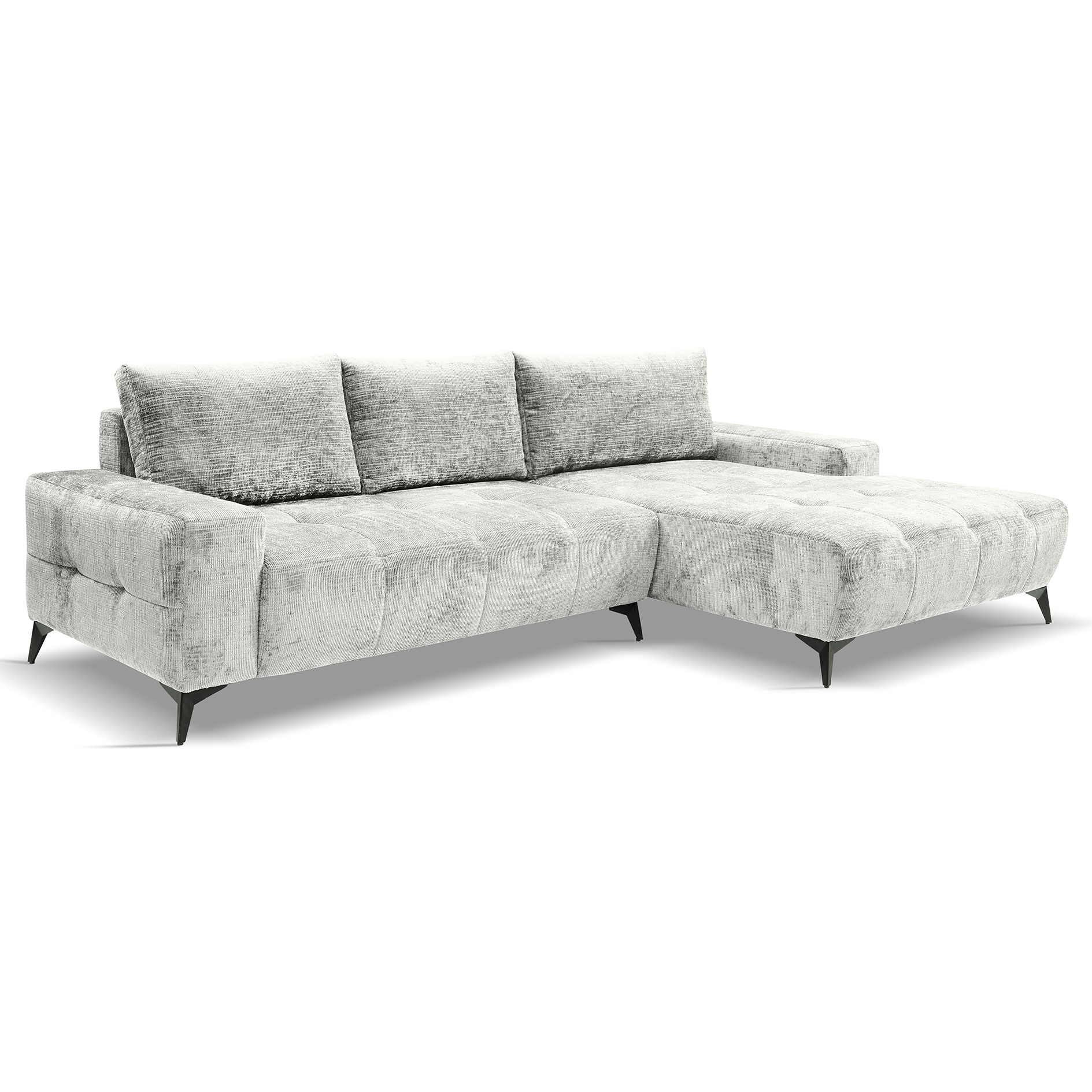 Ecksofa - pearl - Liegefunktion - Staukasten - Longchair rechts