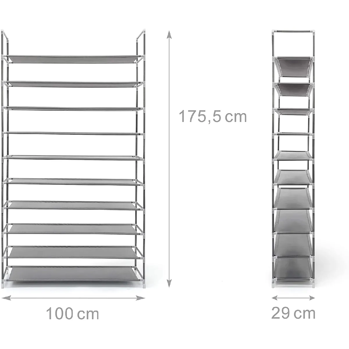 Helloshop26 Étagère à chaussures pour 50 paires - Gris