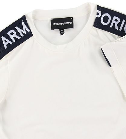 Emporio Armani T-shirt - Hvid/Navy m. Logostribe