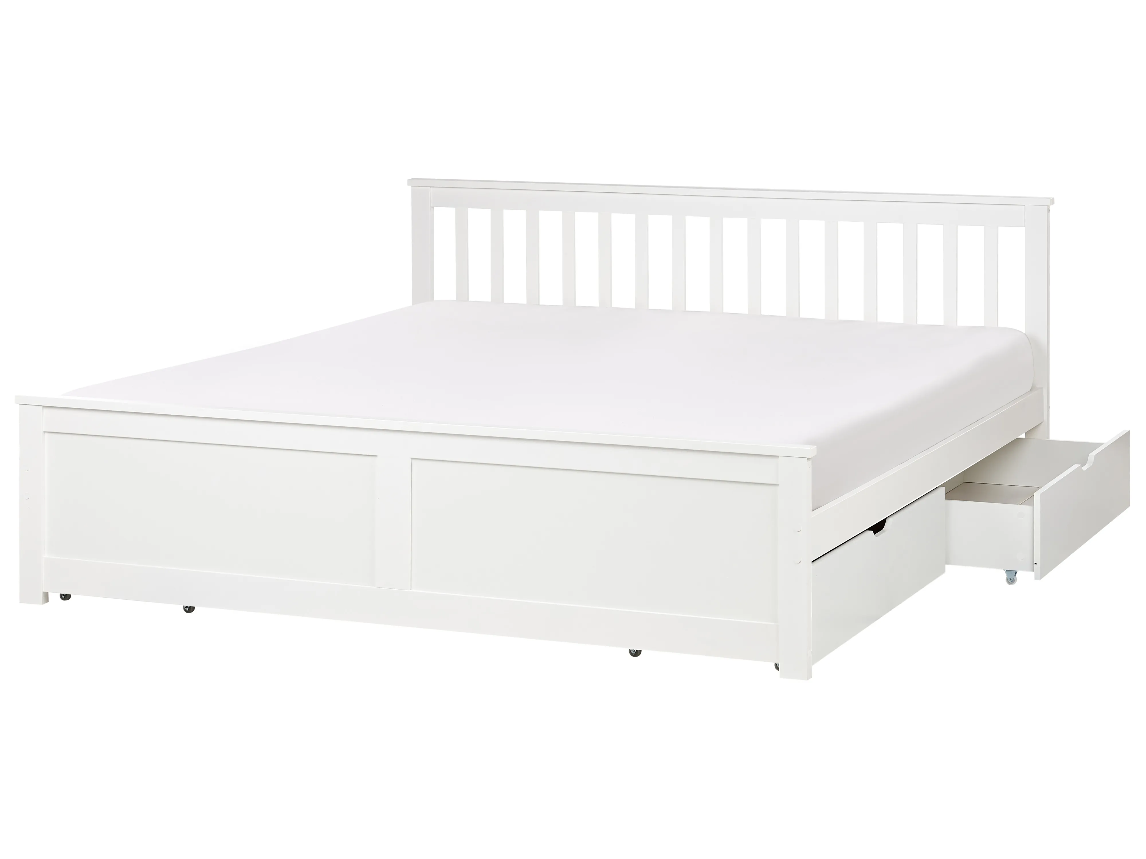 Bed met opbergladen Dennenhout OLENDON 180 x 200 cm Wit