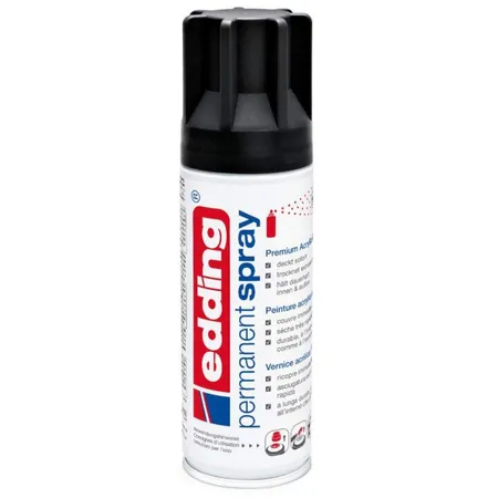 edding 5200 Permanent Spray Premium-Acryllack, seidenmatt, 200ml, tiefschwarz