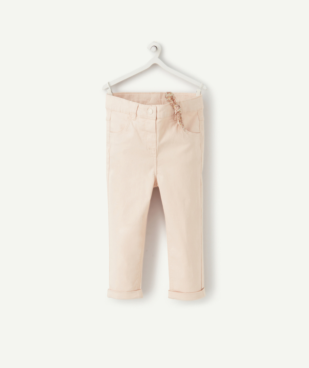 PANTALON SLIM BÉBÉ FILLE ROSE AVEC NOEUD FLEURI