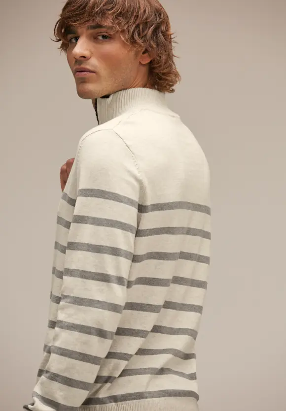 Troyer mit Streifenmuster - cream white