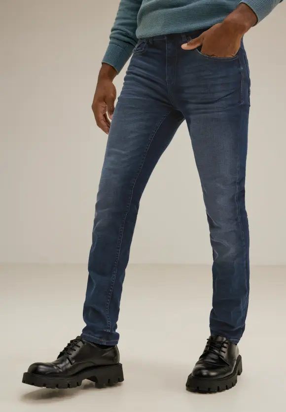 Slim Fit Jeans - dark indigo random wash