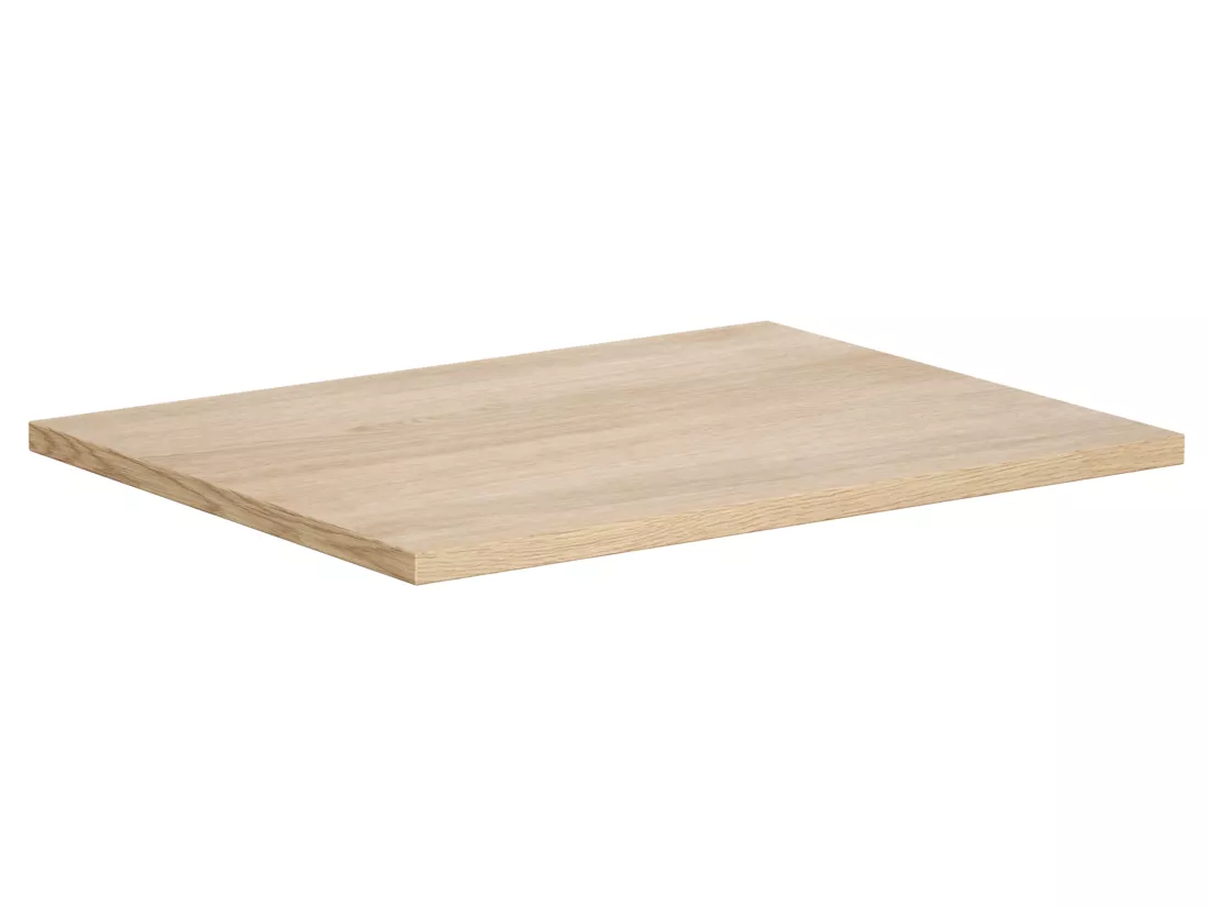 Meuble sous vasque avec tiroir à l'anglaise et planche - 60 cm - Placage chêne - MESLIVA