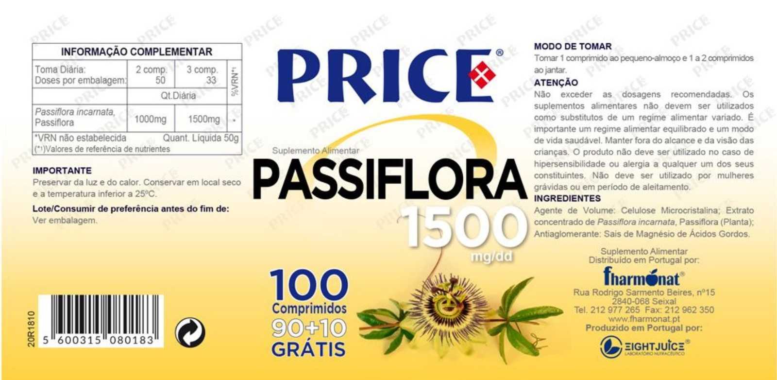 Fharmonat PRICE Passiflora 100 comprimidos