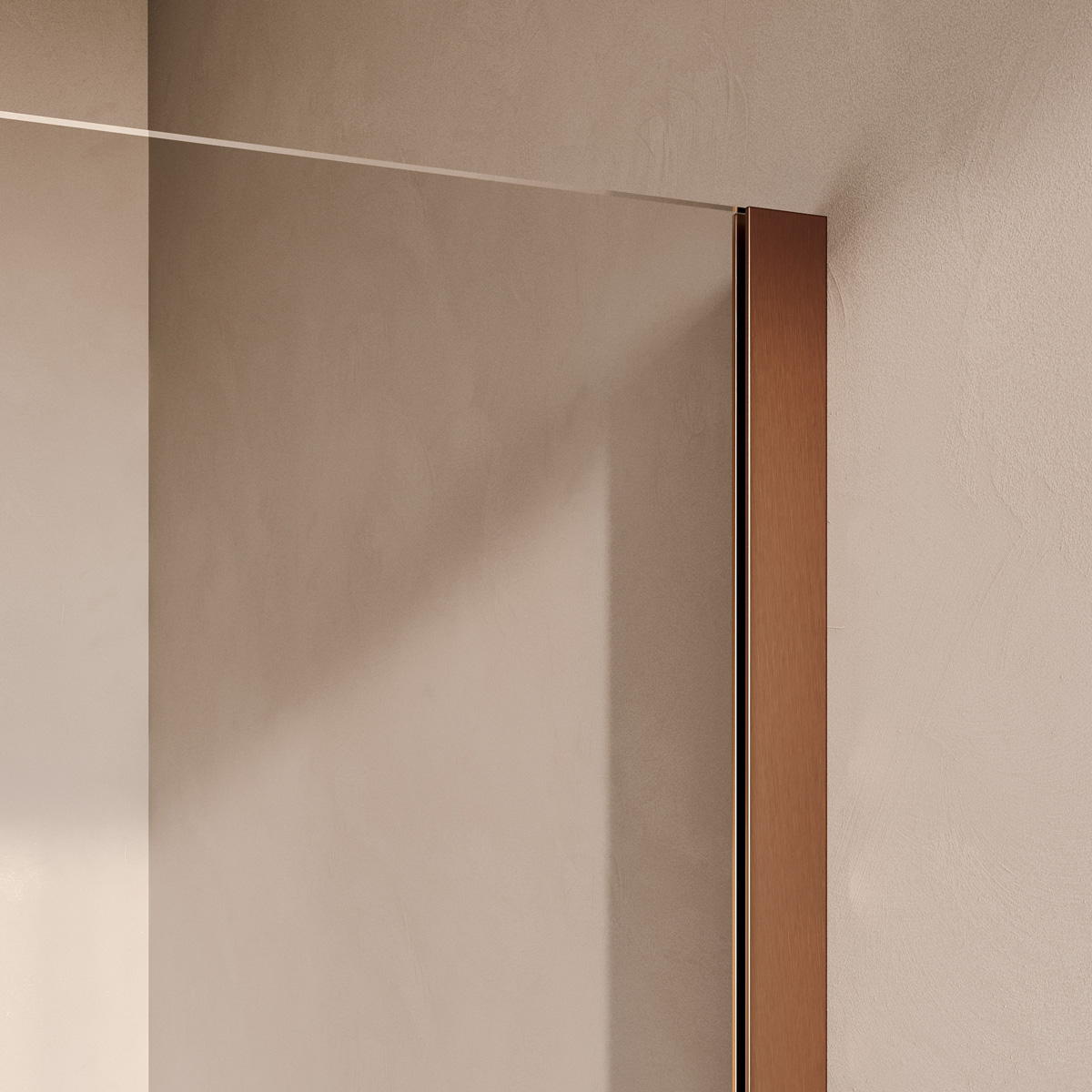 Brauer Stellar nisdeur met vaste wand 88.5-100cm koper geborsteld PVD