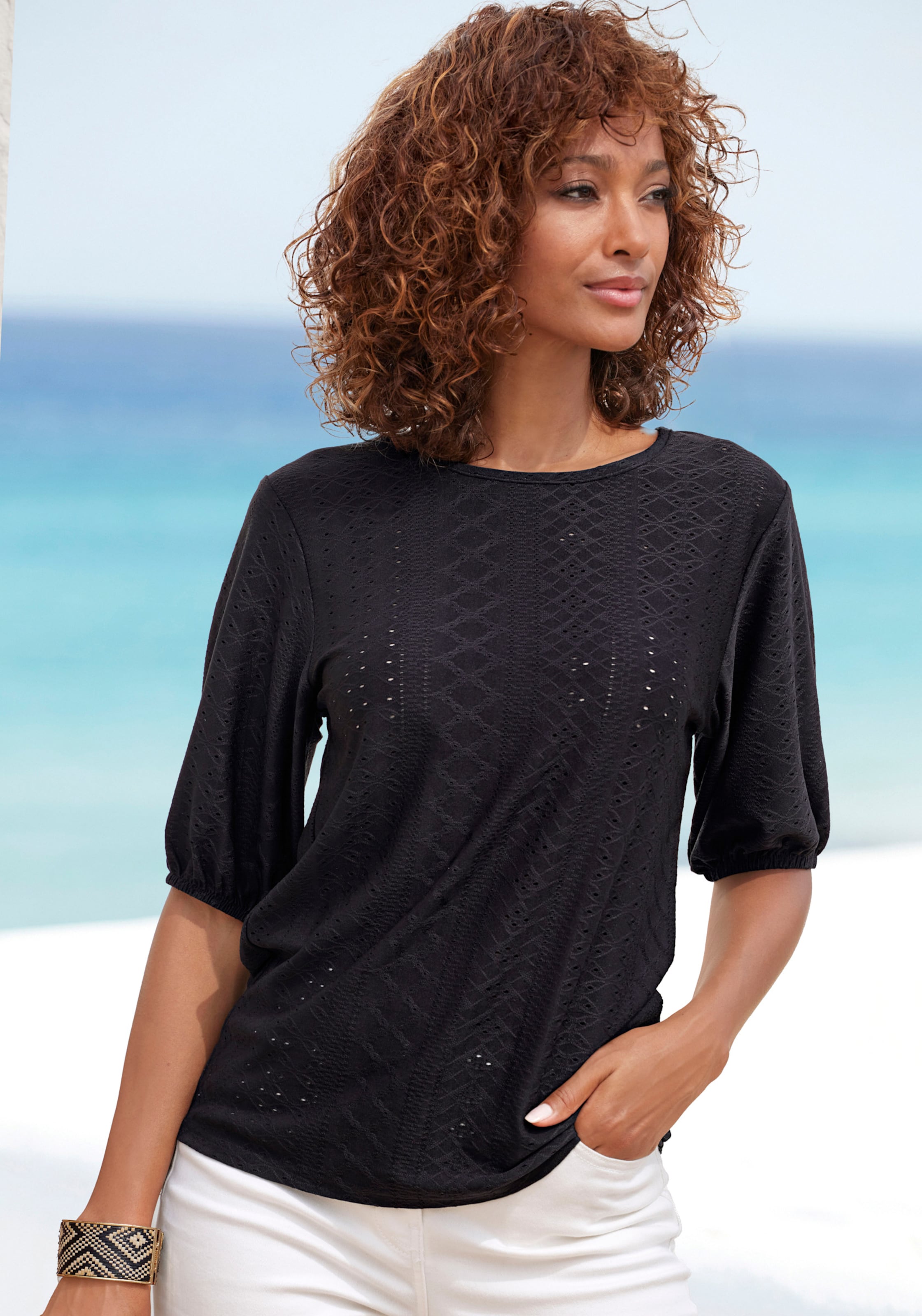Vivance Kurzarmshirt in schwarz