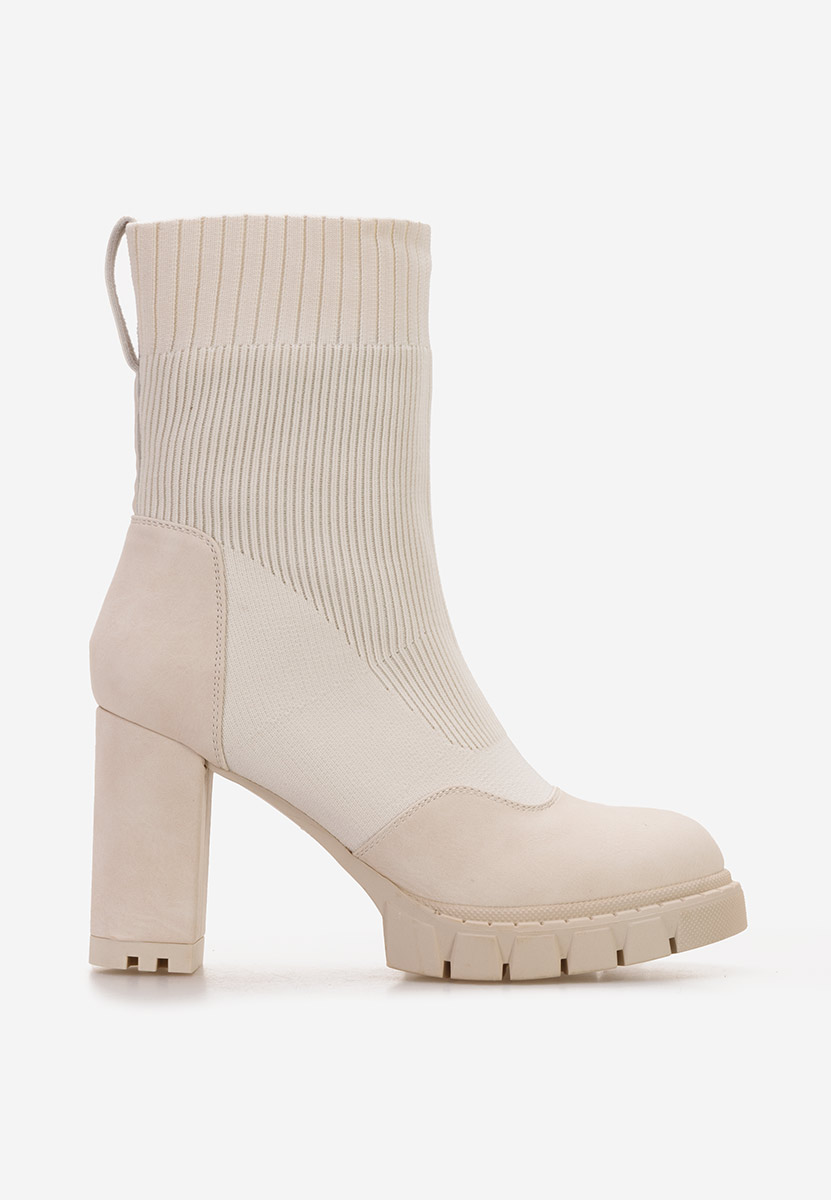 Bottines à gros talon beige Opimia