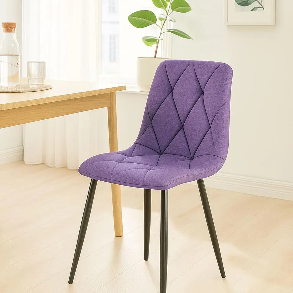 CLP Eetkamerstoel Clairton zwart Frame - Stof - purper