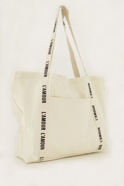 Beige shopper linnen l'amour