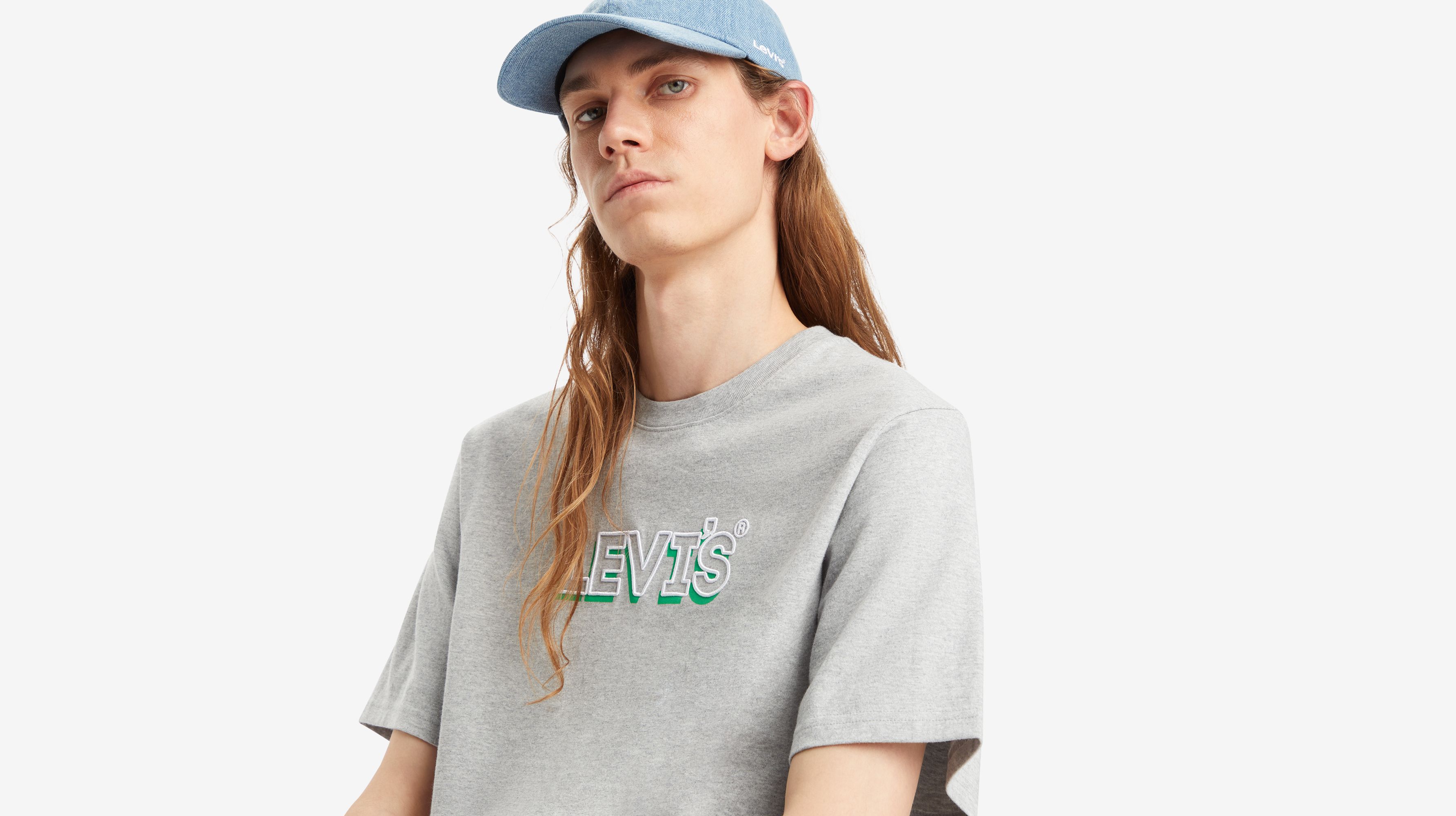 T-shirt graphique Relaxed - Headline Drop Shadow Midtone Heather Gray - Gris