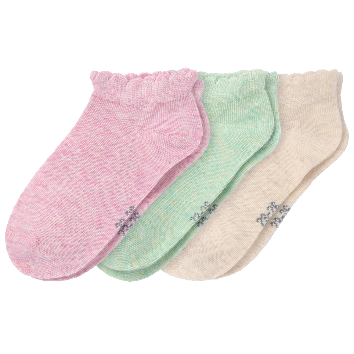 Topolino 3 Paar Mädchen Sneaker-Socken im Set dunkelrosa / hellbeige / mint