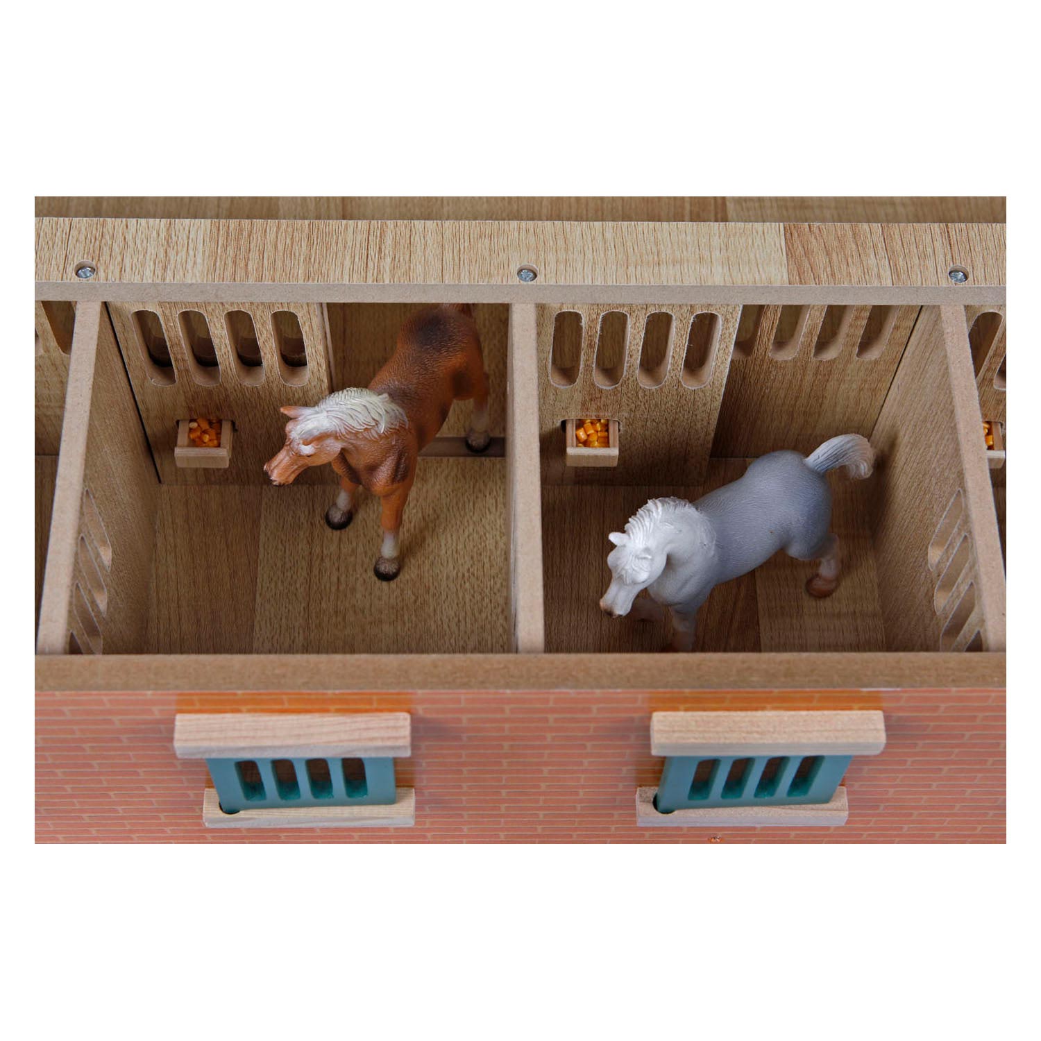 Kids Globe Paardenstal Hout Met 9 Paardenboxen 1:32