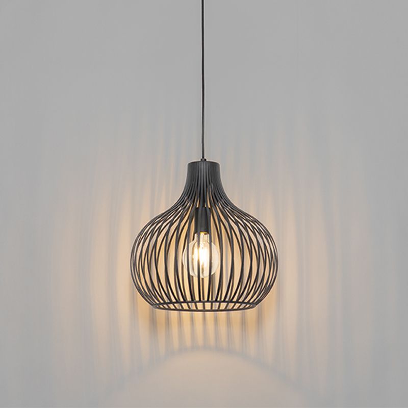Moderne hanglamp zwart 38 cm - Saffira