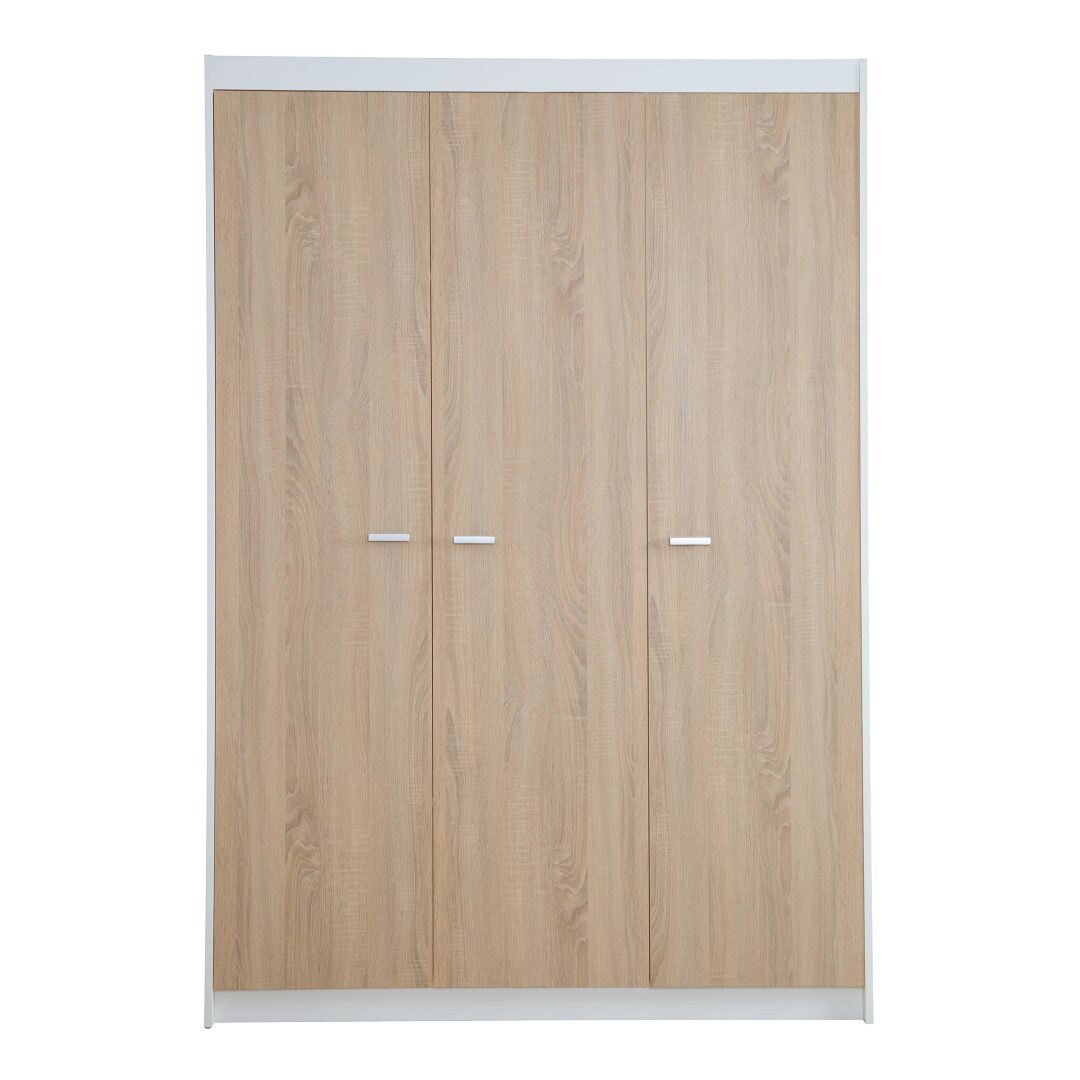 Kleiderschrank 'Gabriella', Schrank mit 3 Türen, Soft-Close-Technik, gefräst weiß