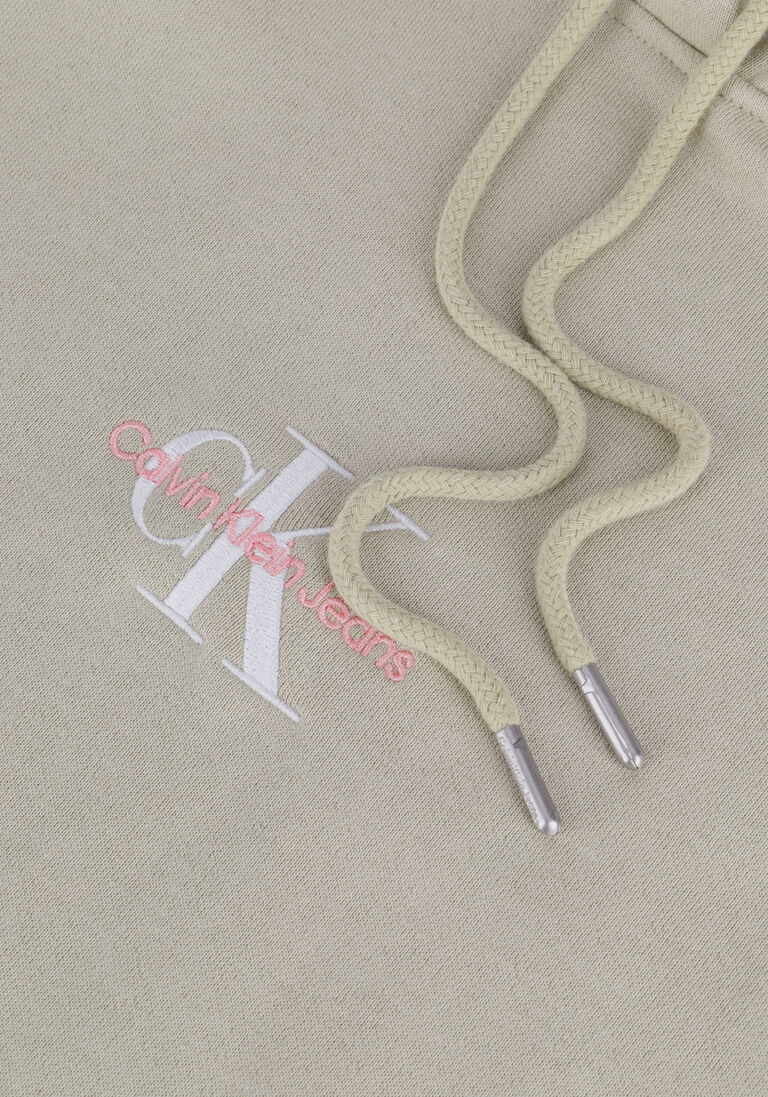 CALVIN KLEIN beige calvin klein mini jurk monogram hoodie dress