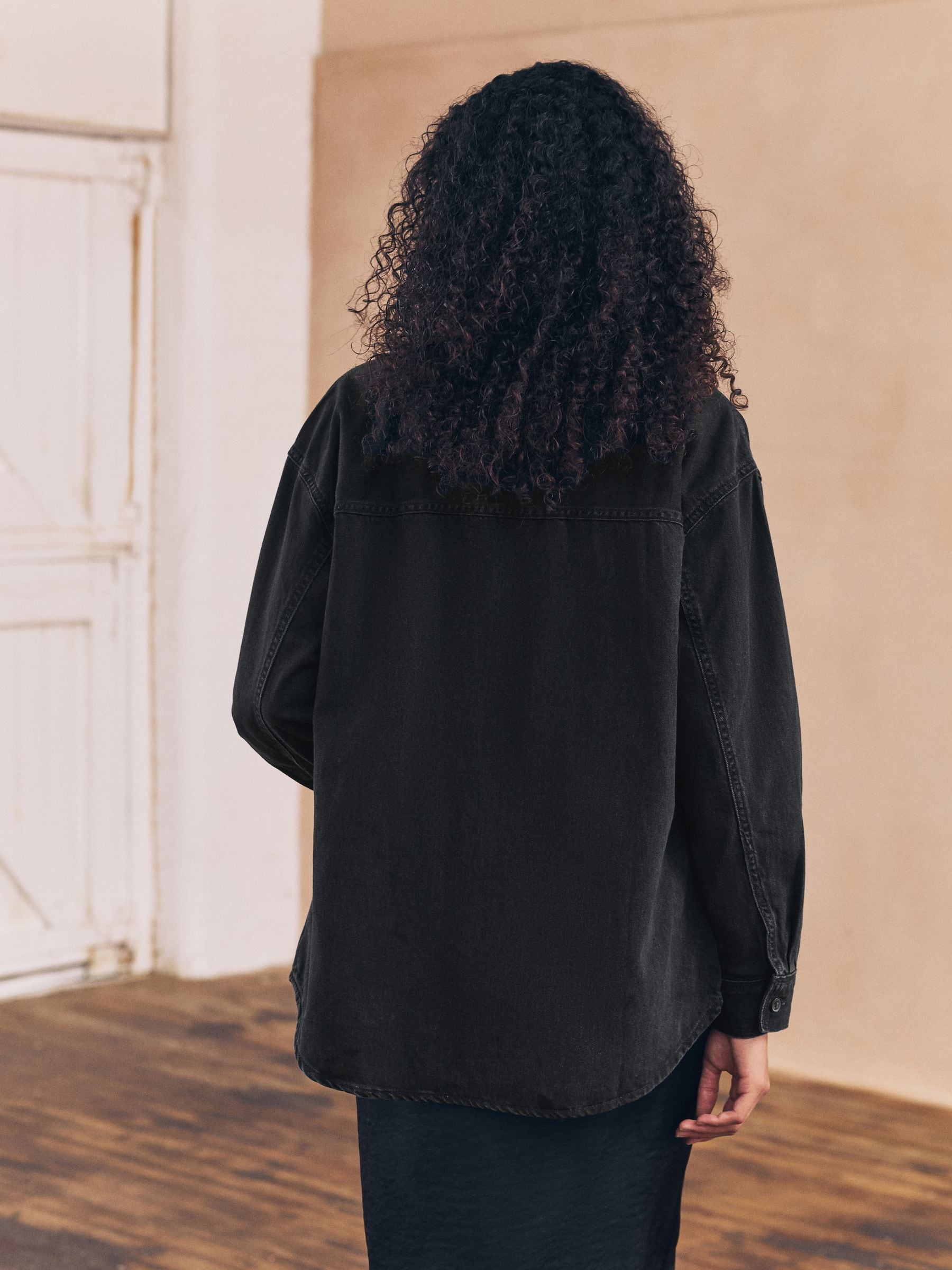 Zwart - Oversized denim overhemd