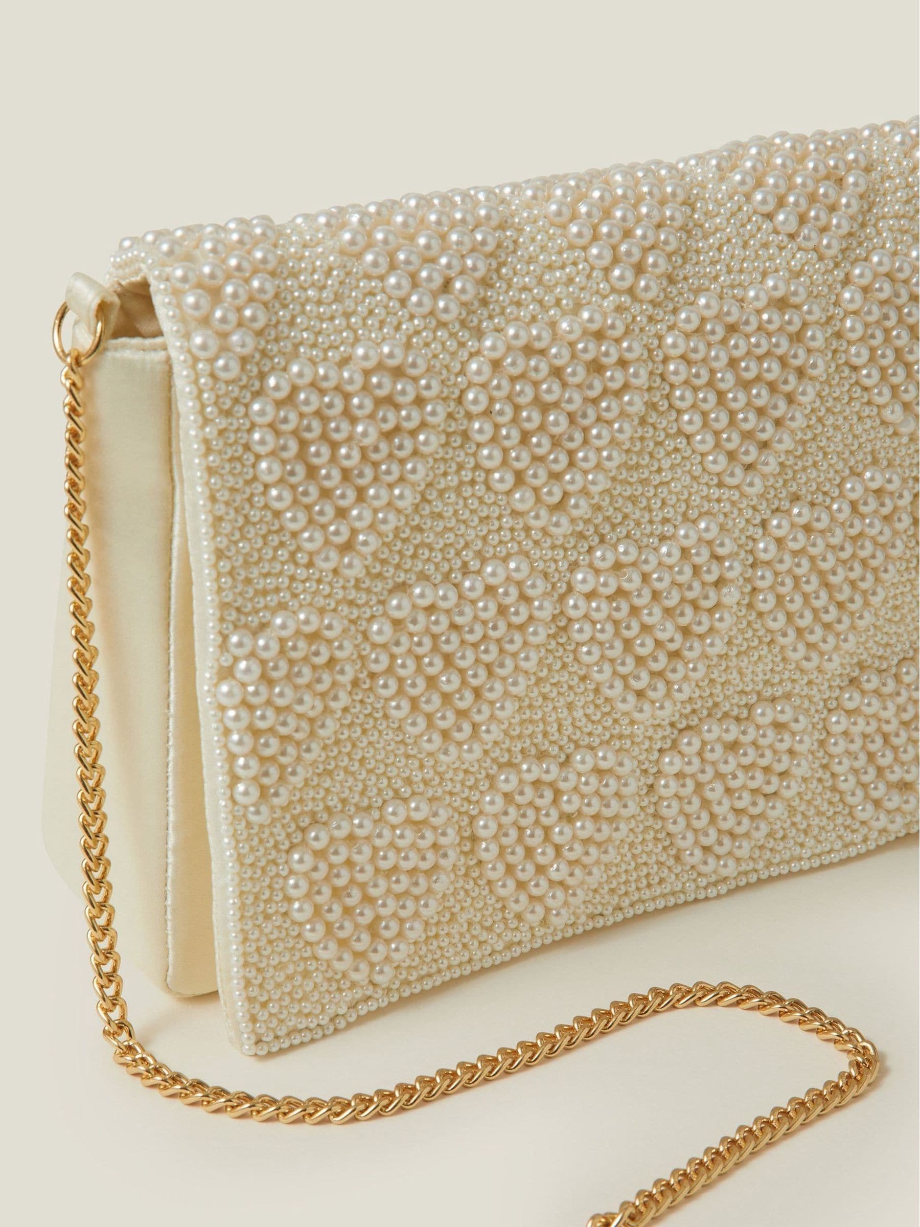 Accessorize Bridal Pearl Heart Clutch Bag