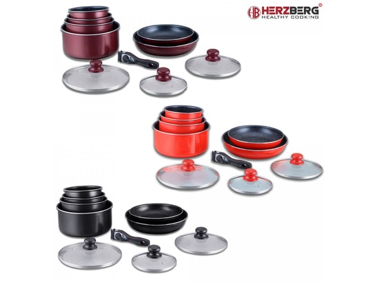 HERZBERG - Ensemble poêles Hg-5000: batterie de cuisine 10 pièces avec revêtement en ma...