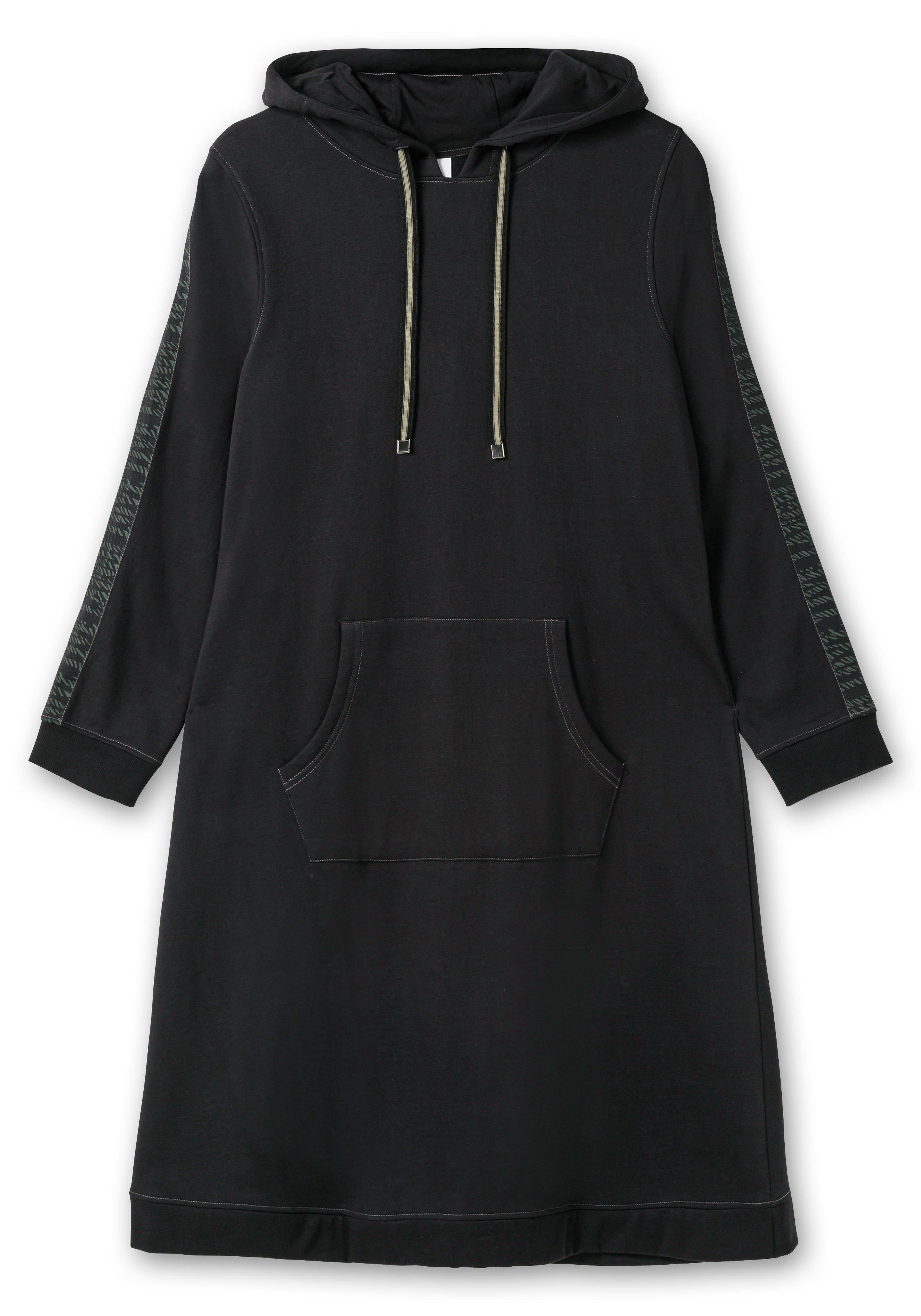 Kurzes Kapuzen-Sweatkleid mit Ärmeldruck