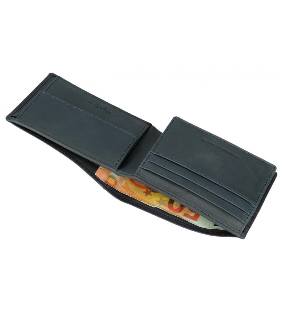 Carteira Pepe Jeans Checkbox em couro azul marinho