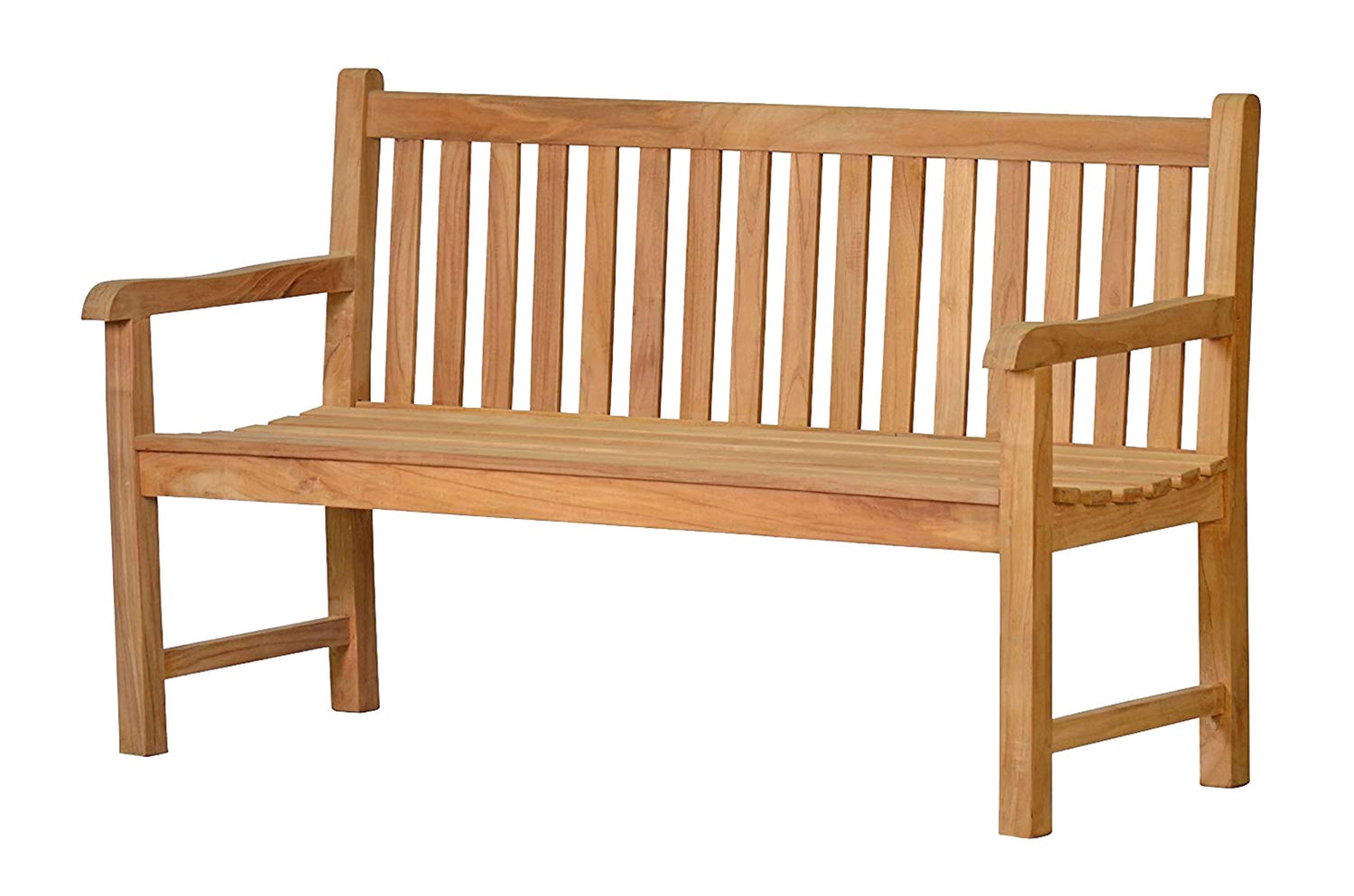 Teakhouten tuinbank, 2-zits, 110 cm, houten meubel, tuinbank voor terras, tuin, balkon, onbehandeld, massief, weerbestendig, hoogwaardige teakhouten bank.