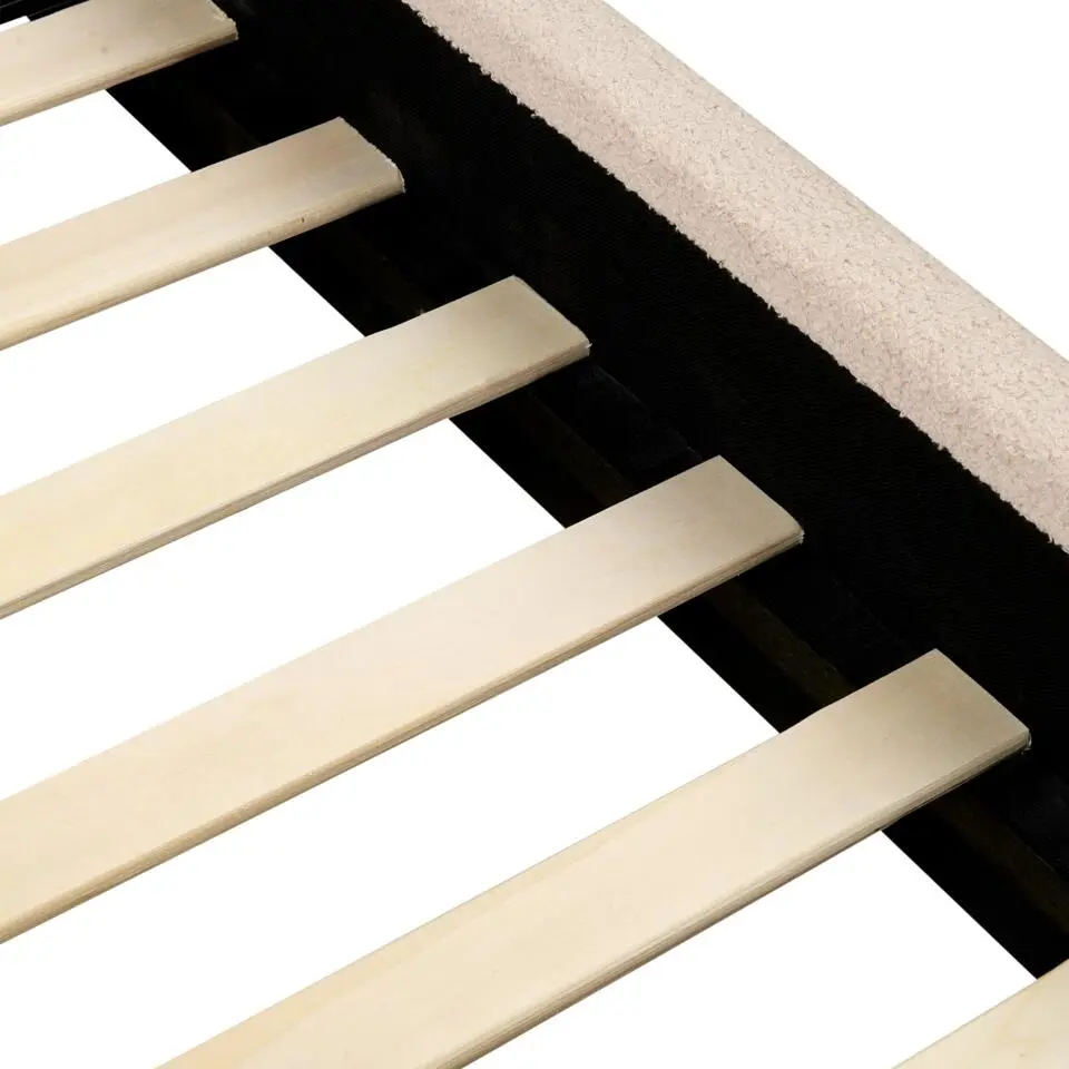 ANET - Bed - Beige - 90 x 200 cm - Bouclé