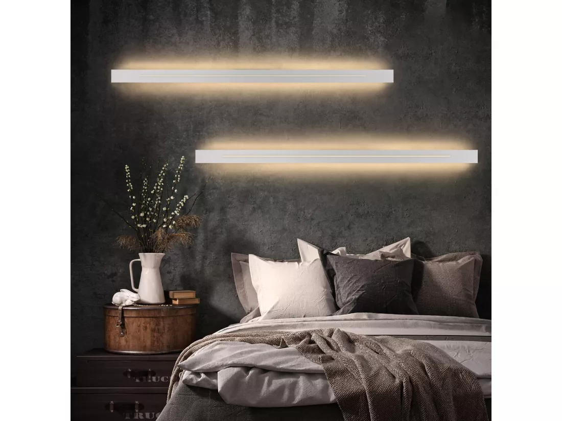 NETTLIFE Applique murale d'intérieur LED - Chambre moderne 100 cm lampe de couloir blanc chaud 31 W lampe d'escalier blanche éclairage mural