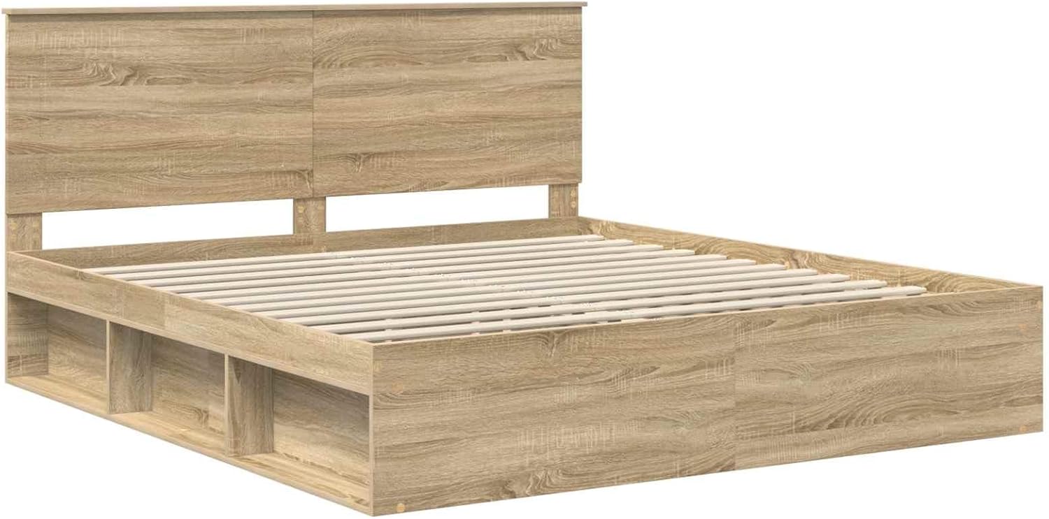 Bettrahmen Sonoma 180x200 cm aus Massivholz Kiefer, Modernes Design mit Kopfteil & Lattenrost, Robustes Holzbett for Schlafzimmer und Gästezimmer