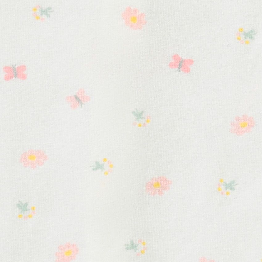 Ensemble 2 pièces avec salopette brodée papillon pour bébé fille - Rose