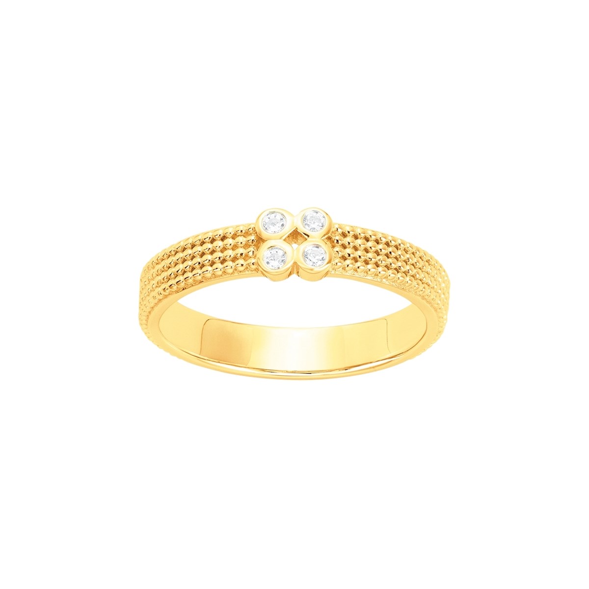 Bague en Plaqué Or avec oxyde de zirconium blanc