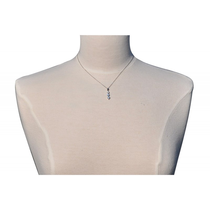 Collier Argent Rhodié Pendentif Trois Strass