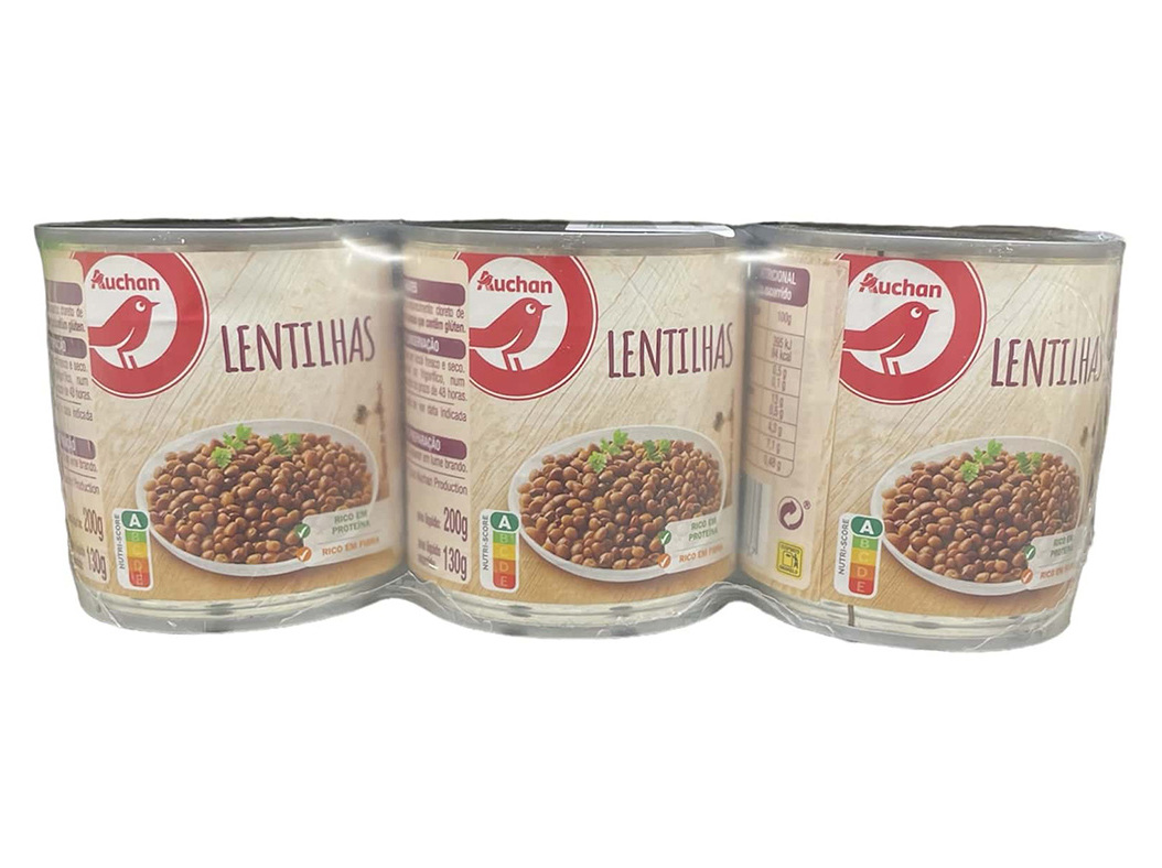 LENTILHAS AUCHAN EM LATA 3X200(130)G