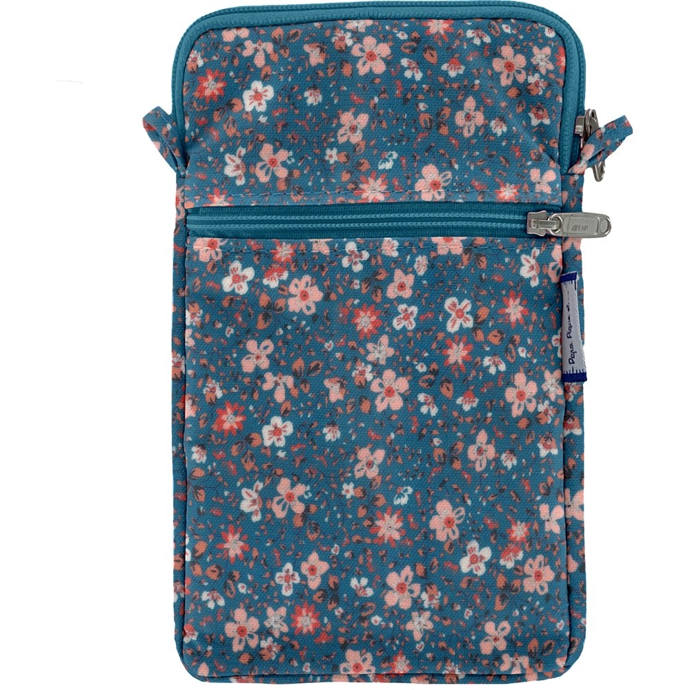Pochette Téléphone Matelassée Fleuri Nude Ardoise