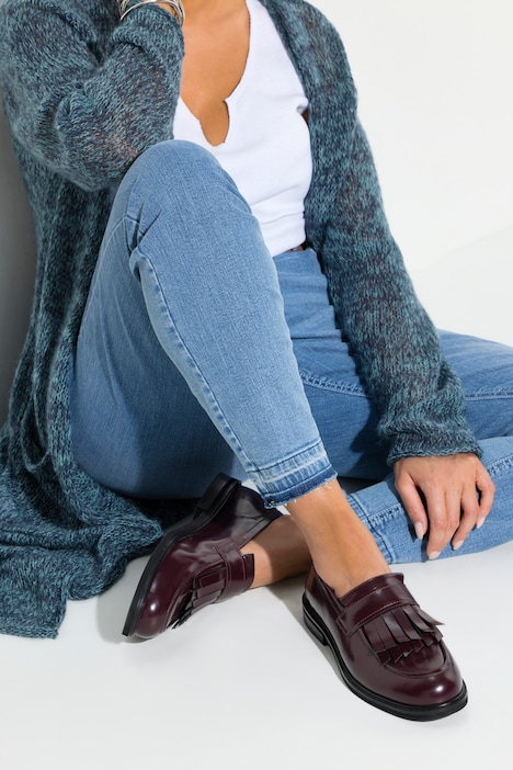 Leder-Loafer, Fransen, Lederfutter, Weite H