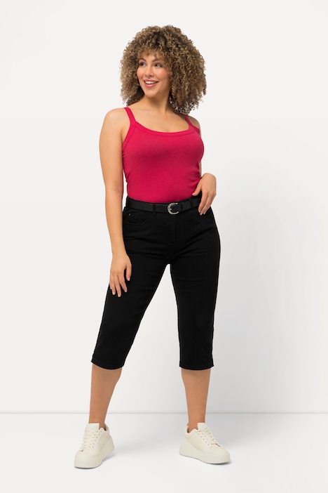 Capri Jeans Sarah, schmale 5-Pocket-Form, Saumschlitz