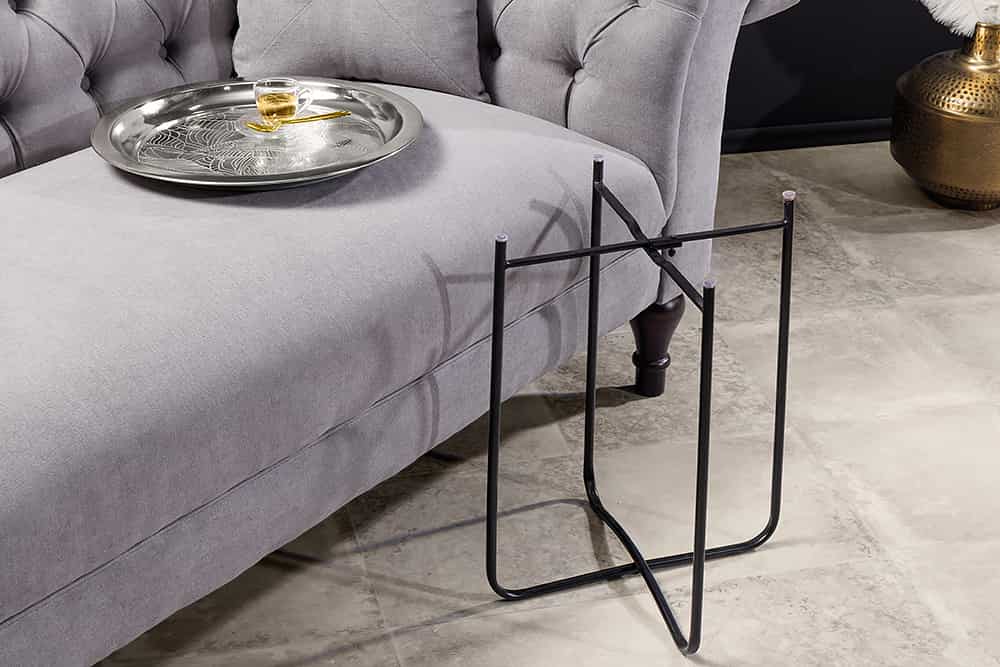 Orientalischer Beistelltisch CASABLANCA 50cm silber schwarz Tablett abnehmbar klappbar