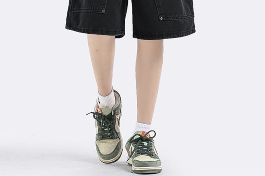 Adotuastic - Hoge taille omgekeerde denim shorts