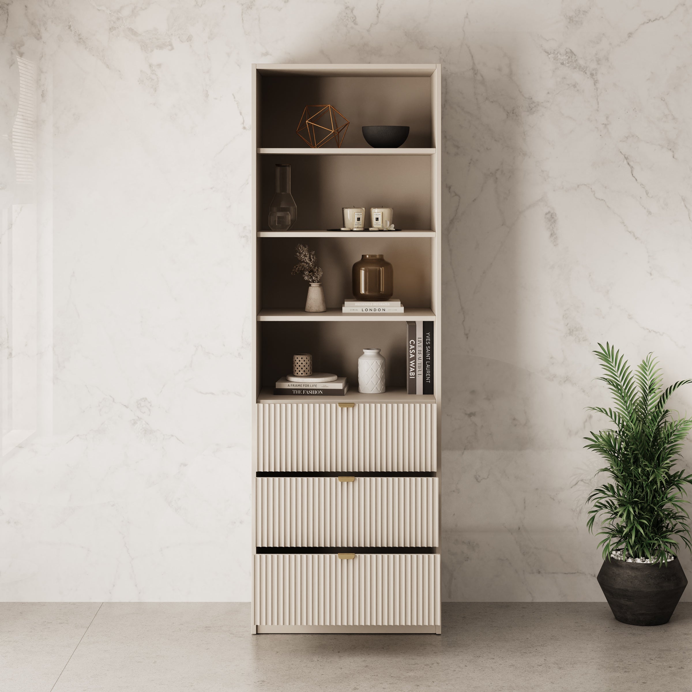 Tavares - Boekenkast - Beige - 60x40x180 cm