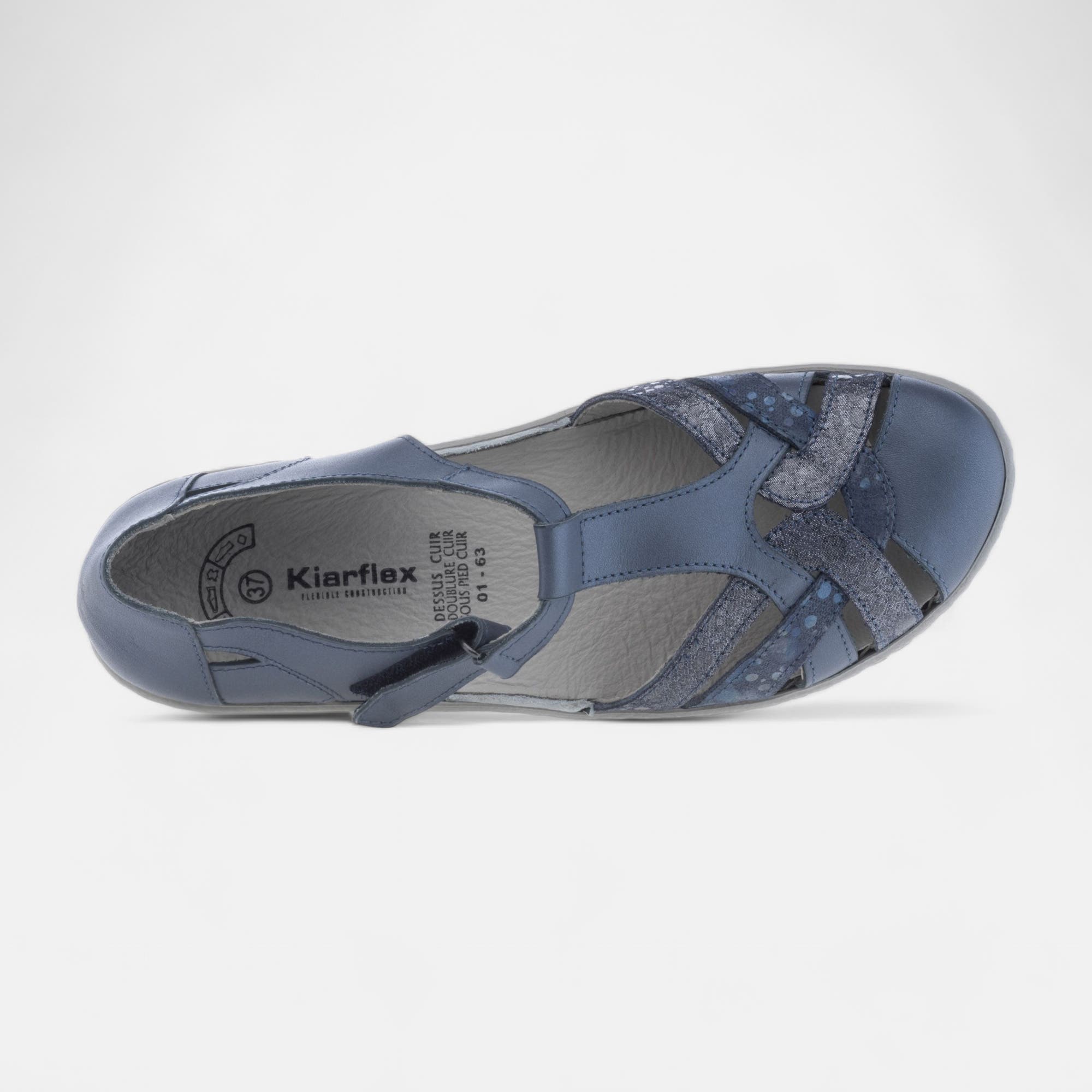 Nu-pieds confort Femme en cuir bleu marine