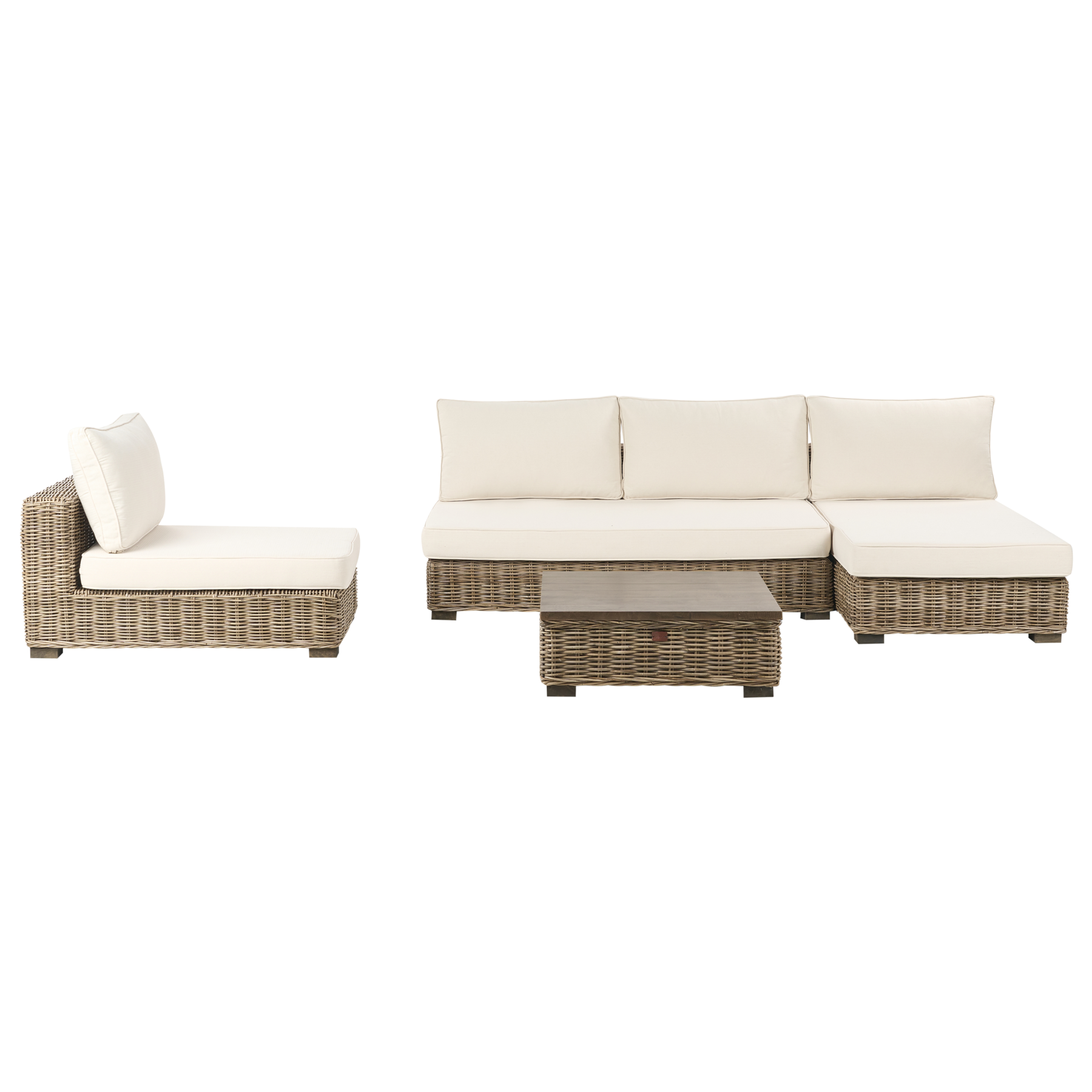 Beliani-VARALLO-Loungeset 4-zits-Gebroken wit-Linkszijdig-Rotan