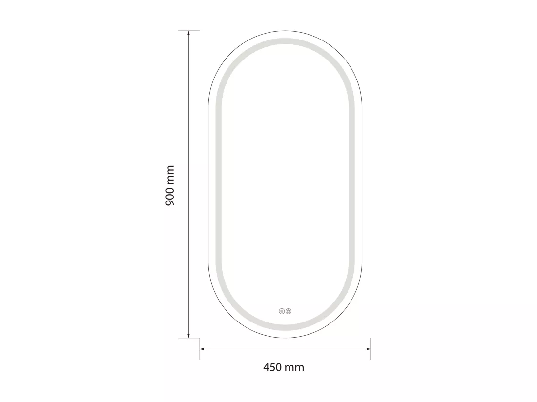 Miroir salle de bain LED ovale 45x90cm anti buée et LED 3 couleurs